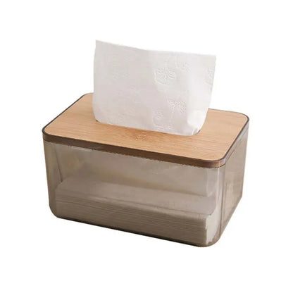 Wooden Cover Tissue Box – Bamboo & Plastic Holder🌿🌿