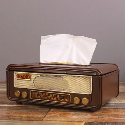 🎁Retro Radio Shape Tissue Box – Paper Towel & Napkin Holder for Home, Bar, Office