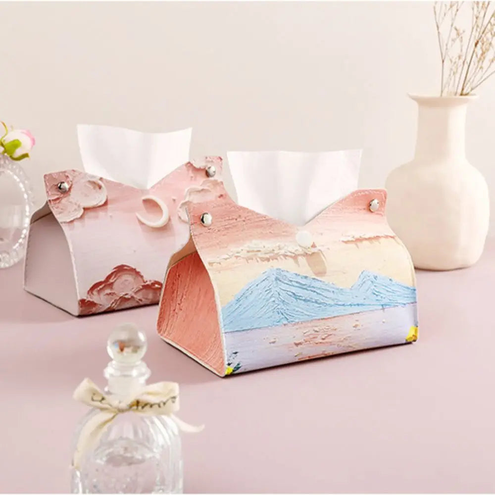 🎀Creative Pink Leather Tissue Box – 🎀Durable Paper Towel Storage